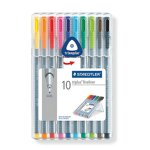 【ステッドラー】トリプラス　ファインライナー・細書きペン　１０色セット　水性 ・０．３ｍｍ（シングル） １個/334 SB10
