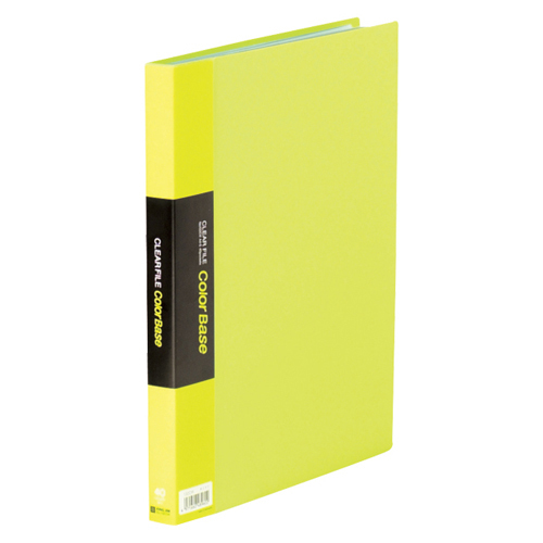 【キングジム】クリアーファイル　カラーベース　Ｗ　Ａ４判タテ型　４０ポケット（黄緑） １冊/132CWキミ