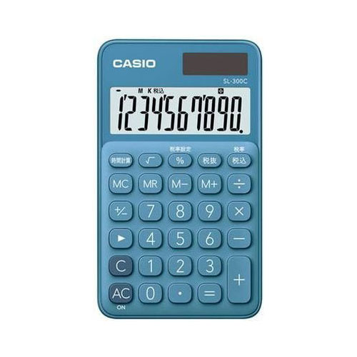 【カシオ】電卓　手帳　１０桁（レイクブルー） １台/SL-300C-BU-N