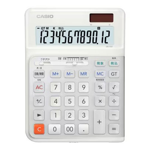 【カシオ】人間工学電卓　本格実務　１２桁　デスクサイズ（ホワイト） １台/DE-12D-WE-N