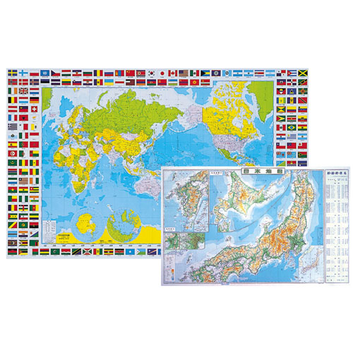 【ミワックス】学習デスクマット　デスクマット　学習机　小学生　世界日本　　世界日本地図 １枚/HRT-5080WJ