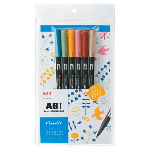 【トンボ鉛筆】ＡＢＴ　デュアルブラッシュペン　水彩　マーカー　カラーペン　ツインタイプ　DUALBRUSH　６色セット（ノルディック） １セット/AB-T6CNR
