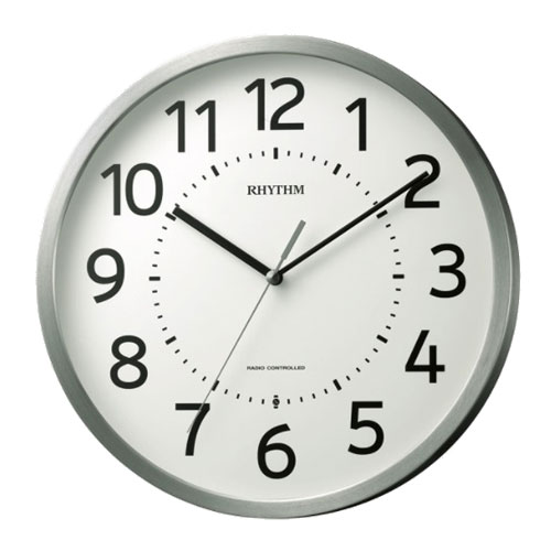 【リズム時計】掛時計　電波時計　オフィス　自宅　シンプルデザイン　フィットウェーブＭ５０８（銀色ヘアライン仕上） １個/8MY508SR19