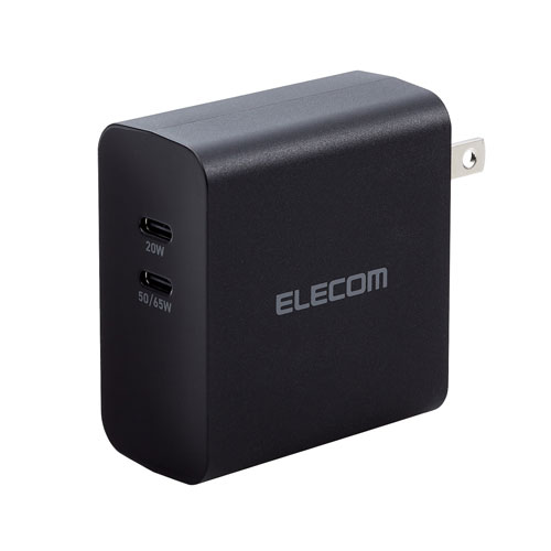 【エレコム】ＵＳＢ　Ｔｙｐｅ－Ｃ　充電器　ＰＤ対応　合計出力７０Ｗ　Ｔｙｐｅ　Ｃ×２　小型　軽量（ブラック） １個/MPA-ACCP4570BK