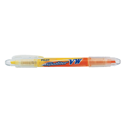 【パイロット】蛍光ペン　スポットライターＶＷ　２色タイプ　ツイン　使い切り　・　直液式（イエロー＆オレンジ） １本/SVW-15SL-YO