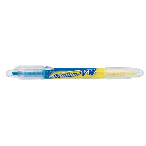 【パイロット】蛍光ペン　スポットライターＶＷ　２色タイプ　ツイン　使い切り　・　直液式（イエロー＆ブルー） １本/SVW-15SL-YL