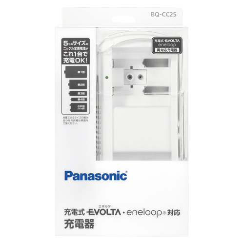 【パナソニック】単１〜４形　６Ｐ形　充電式電池専用充電器 １個/BQ-CC25	