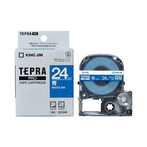 【キングジム】テプラ　ＰＲＯテープカートリッジ　カラーラベル　ビビッド　幅：24mm（青テープ／白文字） １個/SD24B