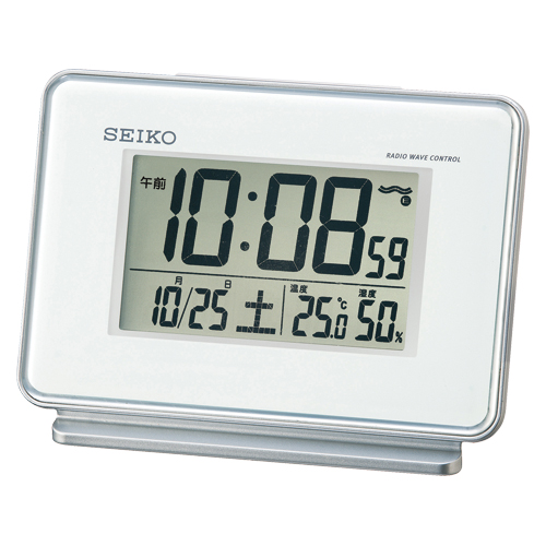 【セイコー】セイコークロック　２チャンネルアラーム温湿度電波デジタル目覚まし時計（白） １個/SQ767W