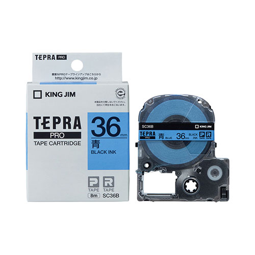 【キングジム】テプラ　ＰＲＯテープカートリッジ　カラーラベル　パステル　幅：36mm（青テープ／黒文字） １個/SC36B