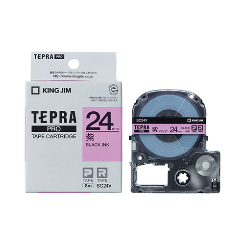 【キングジム】テプラ　ＰＲＯテープカートリッジ　カラーラベル　パステル　幅：24mm（紫テープ／黒文字） １個/SC24V