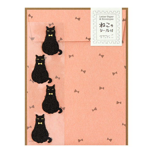 【デザインフィル】レターセット４１３　黒猫柄　シール付 １個/86413006