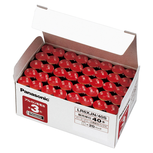 【パナソニック】アルカリ乾電池　パナソニックアルカリ（金）　オフィス電池　形式：単３形（１．５Ｖ） ４０本/LR6XJN/40S