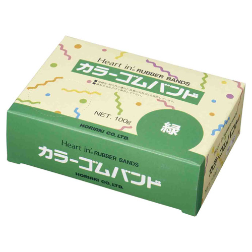 【ホリアキ】ハートインゴムバンド　内径：３８ｍｍ（緑） １箱/#16 100G ミドリ
