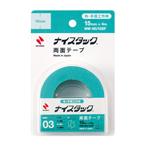 【ニチバン】ナイスタック［Ｒ］　布に使える強力両面テープ　寸法：幅１５ｍｍ×長４ｍ １巻/NW-NU15SF