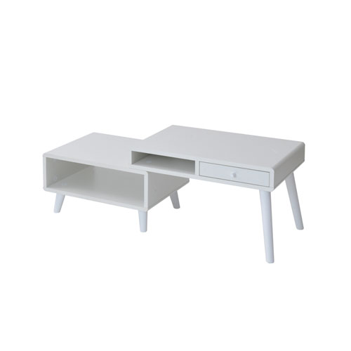 【ＪＫプラン】ローデスク　引き出し　伸縮デスク　ローテーブル　サイドテーブル　コンパクト（ホワイト） １台/FAP-0036-WH