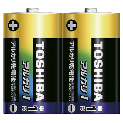 【東芝】アルカリ乾電池　アルカリ１　単1形　シュリンクパック　ＬＲ２０ＡＮ　２ＫＰ ２本/LR20AN 2KP
