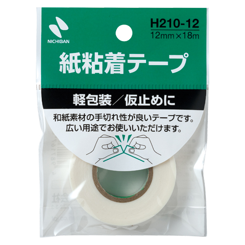 【ニチバン】紙粘着テープ　軽包装用紙粘着テープ（白） １巻/H210-12