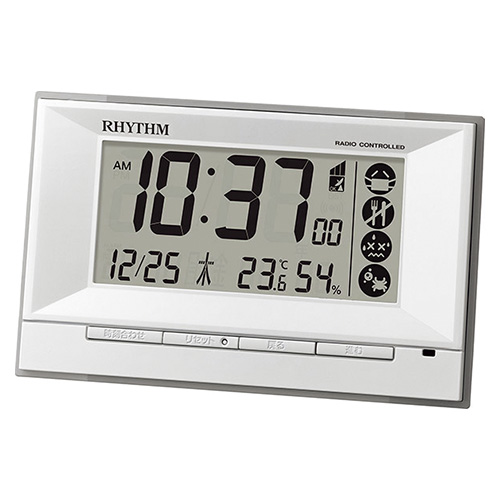 【リズム時計】電波目覚まし時計　温湿度計付　フィットウェーブＤ２０７ １台/8RZ207SR03