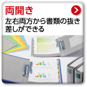 両開き　左右両方から書類の抜き差しができる