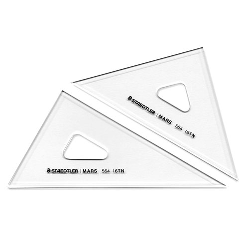 【ステッドラー】マルス製図用三角定規　目盛なし　エッジ付き　16ｃｍ　16ｃｍ ｘ 2.5ｍｍ １個/564 16 TN