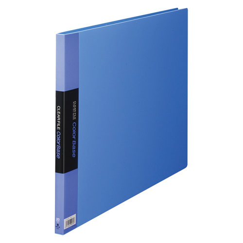 【キングジム】クリアーファイル　カラーベース（ヨコ型）　Ａ３判ヨコ型　２０ポケット（青） １冊/150Cアオ