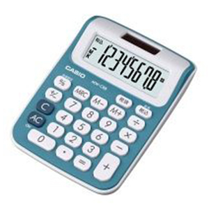 【カシオ】カラフル電卓　８桁　ミニジャストタイプ（レイクブルー） １ダイ/MW-C8B-BU-N