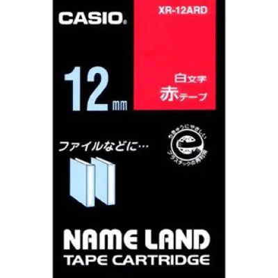 【カシオ】ネームランド用テープカートリッジ　白文字テープ　８ｍ（赤　白文字） １個/XR-12ARD