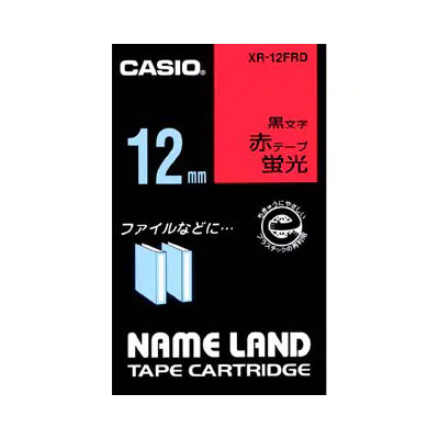 【カシオ】ネームランド用テープカートリッジ　蛍光テープ（赤テープ／黒文字） １個/XR-12FRD