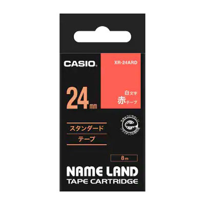 【カシオ】ネームランド用テープカートリッジ　白文字テープ　８ｍ（赤　白文字） １個/XR-24ARD