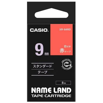 【カシオ】ネームランド用テープカートリッジ　白文字テープ　８ｍ（赤　白文字） １個/XR-9ARD