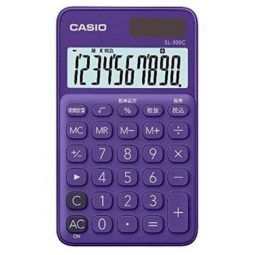 【カシオ】電卓　手帳　１０桁（パープル） １台/SL-300C-PL-N