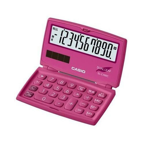 【カシオ】電卓　折りたたみ手帳　１０桁（ビビッドＰＫ） １台/SL-C100C-RD-N