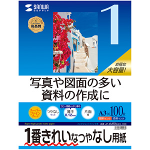【サンワサプライ】インクジェット用スーパーファイン用紙　Ａ３サイズ１００枚入り １冊/JP-EM5NA3-100