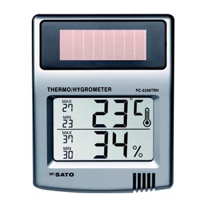 デジタル温湿度計　使用電池：太陽電池＋ボタン電池（・・・