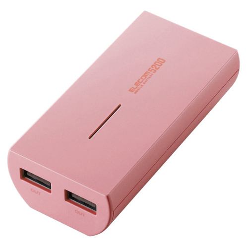 【エレコム】モバイルバッテリー　軽量コンパクト　同時充電対応　５２００ｍＡｈ／３Ａ　ピンク（ピンク） １個/DE-M01L-5230PN