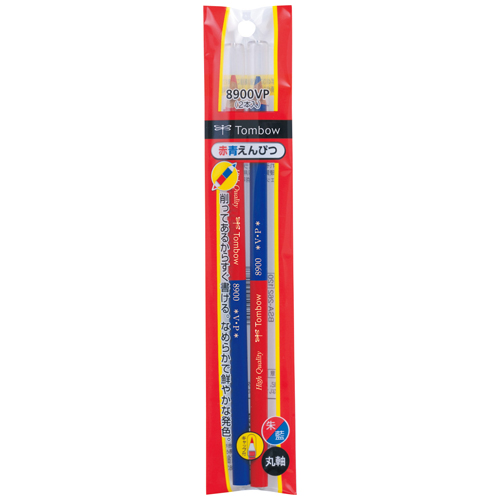 【トンボ鉛筆】赤青鉛筆8900VPキャップ付S 2本パック(朱藍色芯)　２本入り　朱藍５：５ 1パック/BSA-262