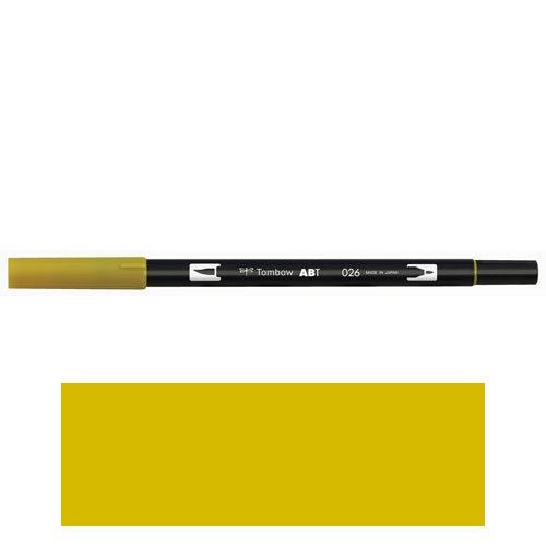 【トンボ鉛筆】ＡＢＴ　デュアルブラッシュペン　水彩　マーカー　カラーペン　ツインタイプ　DUALBRUSH　単色（イエローゴールド） １本/AB-T026