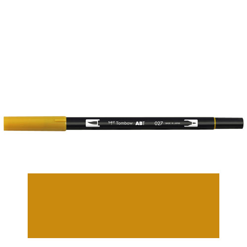【トンボ鉛筆】ＡＢＴ　デュアルブラッシュペン　水彩　マーカー　カラーペン　ツインタイプ　DUALBRUSH　単色（ダークオーカー） １本/AB-T027