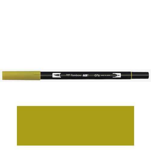 【トンボ鉛筆】ＡＢＴ　デュアルブラッシュペン　水彩　マーカー　カラーペン　ツインタイプ　DUALBRUSH　単色（グリーンオーカー） １本/AB-T076
