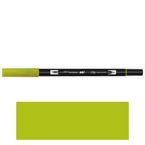 【トンボ鉛筆】ＡＢＴ　デュアルブラッシュペン　水彩　マーカー　カラーペン　ツインタイプ　DUALBRUSH　単色（ライトオリーブ） １本/AB-T126