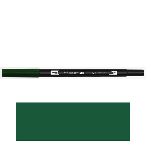 【トンボ鉛筆】ＡＢＴ　デュアルブラッシュペン　水彩　マーカー　カラーペン　ツインタイプ　DUALBRUSH　単色（ダークジェード） １本/AB-T177