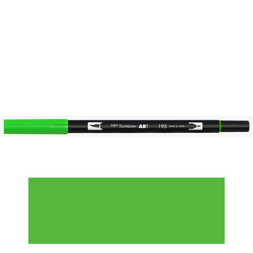 【トンボ鉛筆】ＡＢＴ　デュアルブラッシュペン　水彩　マーカー　カラーペン　ツインタイプ　DUALBRUSH　単色（ライトグリーン） １本/AB-T195