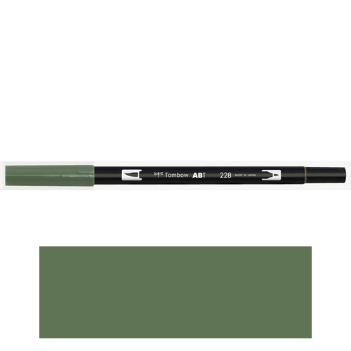 【トンボ鉛筆】ＡＢＴ　デュアルブラッシュペン　水彩　マーカー　カラーペン　ツインタイプ　DUALBRUSH　単色（グレーグリーン） １本/AB-T228
