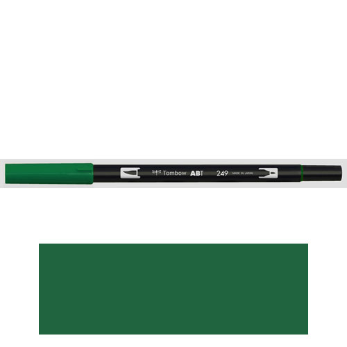 【トンボ鉛筆】ＡＢＴ　デュアルブラッシュペン　水彩　マーカー　カラーペン　ツインタイプ　DUALBRUSH　単色（ハンターグリーン） １本/AB-T249