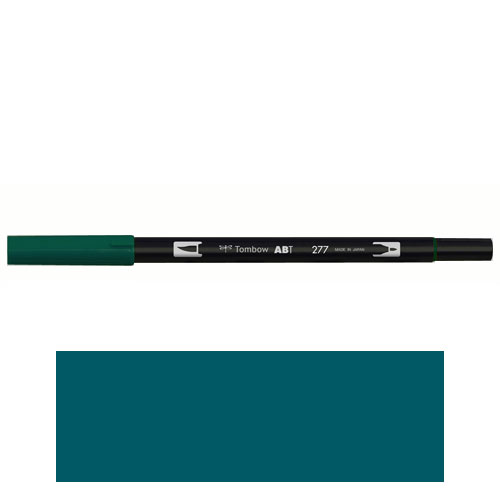 【トンボ鉛筆】ＡＢＴ　デュアルブラッシュペン　水彩　マーカー　カラーペン　ツインタイプ　DUALBRUSH　単色（ダークグリーン） １本/AB-T277