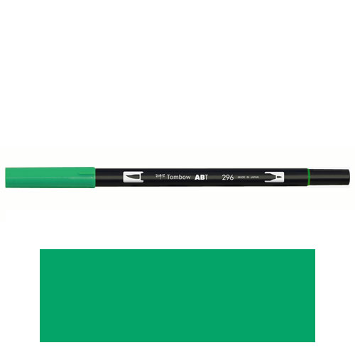 【トンボ鉛筆】ＡＢＴ　デュアルブラッシュペン　水彩　マーカー　カラーペン　ツインタイプ　DUALBRUSH　単色（グリーン） １本/AB-T296