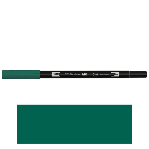 【トンボ鉛筆】ＡＢＴ　デュアルブラッシュペン　水彩　マーカー　カラーペン　ツインタイプ　DUALBRUSH　単色（シーグリーン） １本/AB-T346