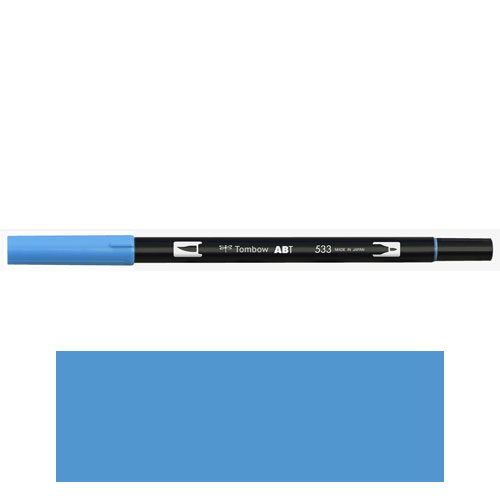【トンボ鉛筆】ＡＢＴ　デュアルブラッシュペン　水彩　マーカー　カラーペン　ツインタイプ　DUALBRUSH　単色（ピーコックブルー） １本/AB-T533