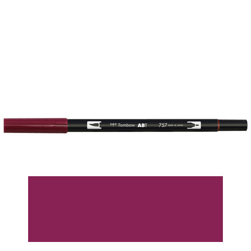 【トンボ鉛筆】ＡＢＴ　デュアルブラッシュペン　水彩　マーカー　カラーペン　ツインタイプ　DUALBRUSH　単色（ポートレッド） １本/AB-T757